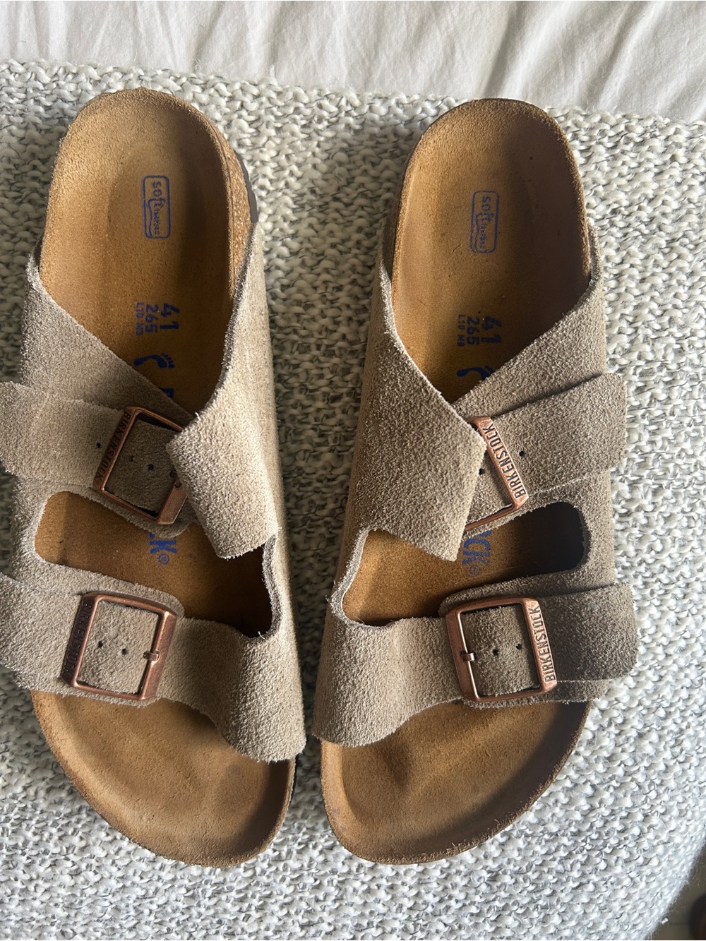 Birkenstock Taupe Suede Double Strap Sandals